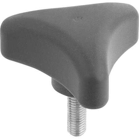 Kipp Triangular Grip Ergonomic D=M08X30 D1=80 H=37, Form:L Plastic, Black Ral7021, Comp:Stainless Steel K0785.08008X30